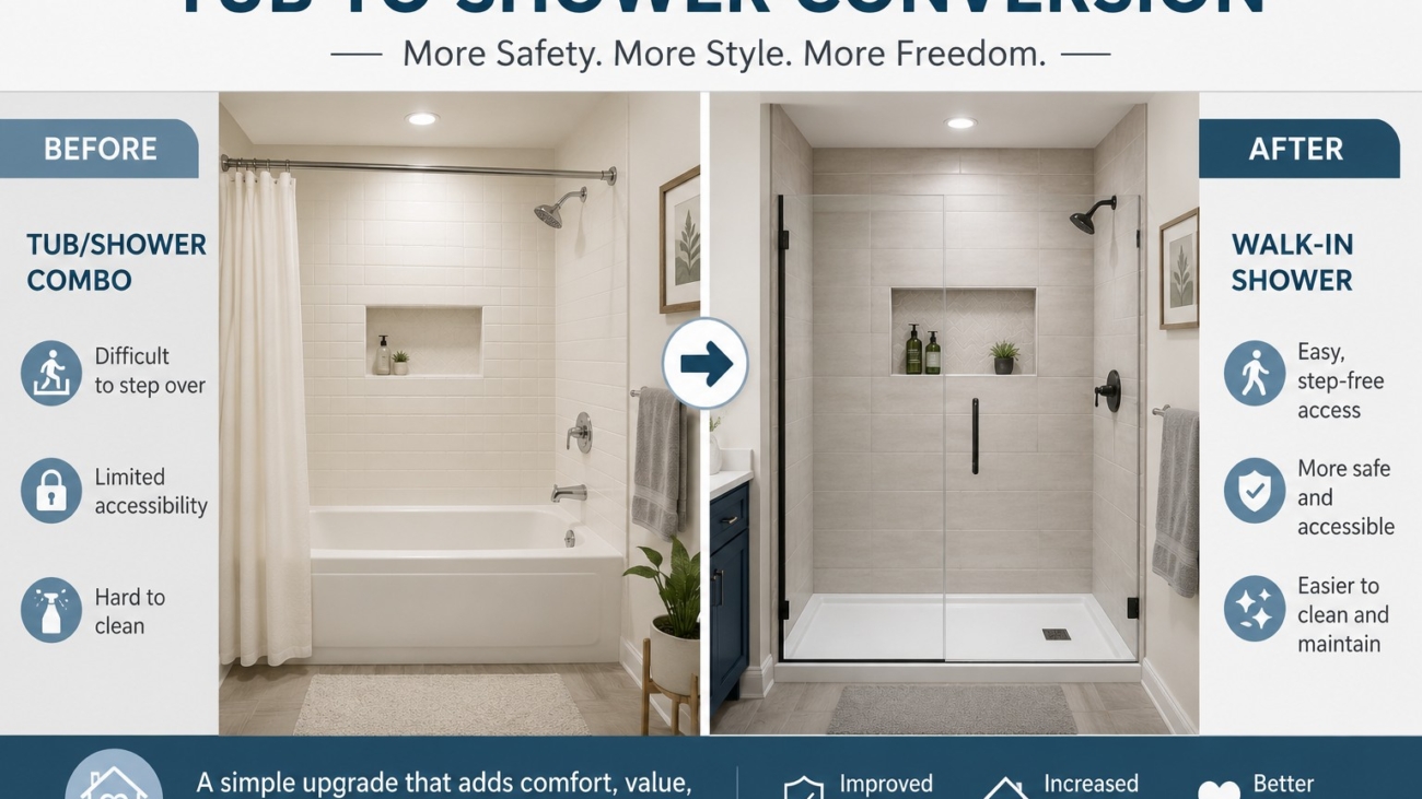 Tub-to-Shower Conversion