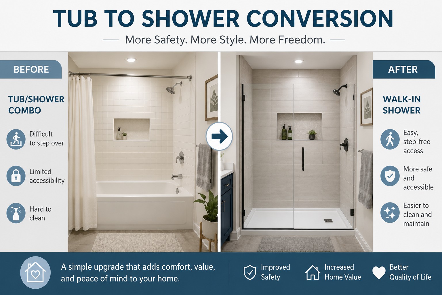 Tub-to-Shower Conversion